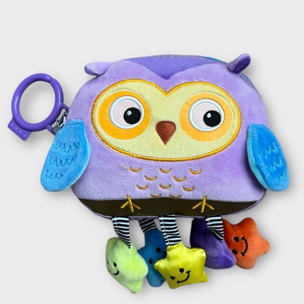 Colorful Owl Plush Toy with Rattle